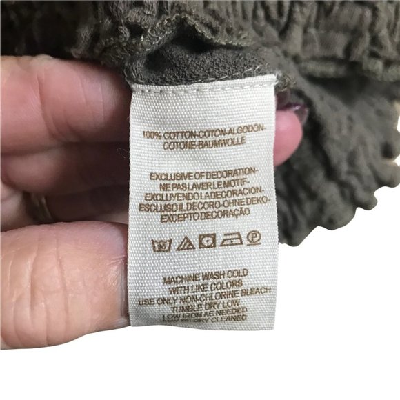 Free People Slub Top Blouse Embellished Women Size Small Green 100% Cotton - Picture 5 of 8